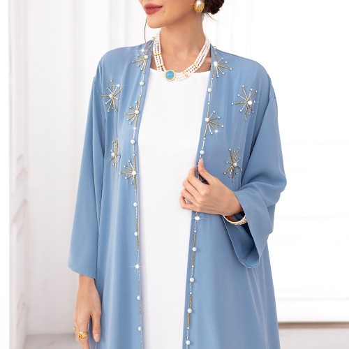 BA7016新款阿拉伯开衫外搭 手工缝钻 abaya kimono 中东女装